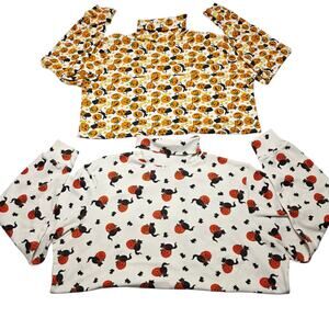 Vintage Halloween Women's Turtleneck T-Shirt (Bundle Of 2) Pumpkin Size XL 90's